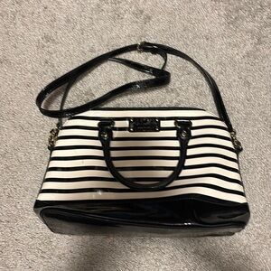 Kate spade black and white striped purse